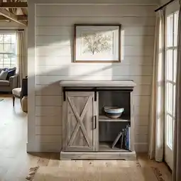 Walmart Walker Edison Sliding Barn Door Accent Cabinet, Grey Wash offer
