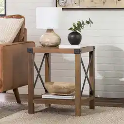 Walmart Walker Edison Magnolia Metal X End Table, Reclaimed Barnwood offer