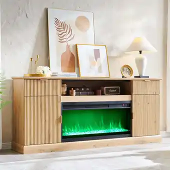 Walmart SinCiDo 80 Fireplace TV Stand 80 inch, Modern Entertainment Center with Drawers and Doors offer