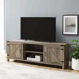 Walmart Walker Edison Farmhouse Barn Door TV Stand for TVs up to 80, Grey Wash offer