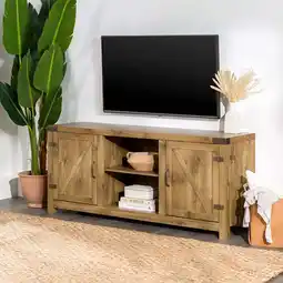 Walmart Walker Edison Modern Farmhouse Barn Door TV Stand for TVs up to 65, Barnwood offer