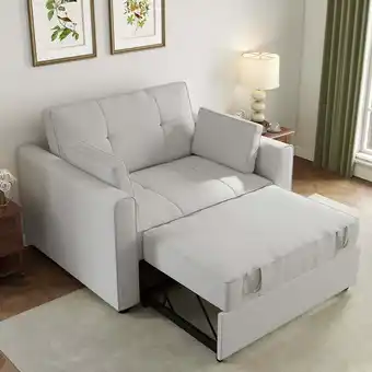 Walmart Bonzy Home 49.6 Wide Tufted Back Sofa Bed With Cushions And Two Pillows，Gray offer