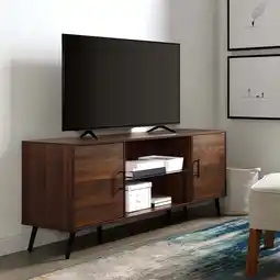 Walmart Walker Edison Thea Mid Century 2-Door TV Stand for TVs up to 68, Dark Walnut offer