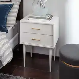 Walmart Walker Edison Mid Century Modern Two-Drawer Nightstand, White offer