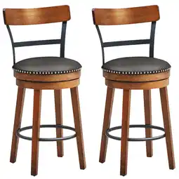 Walmart Gymax Set of 2 BarStool 25.5'' Swivel Counter Height Dining Chair with Rubber Wood Legs offer