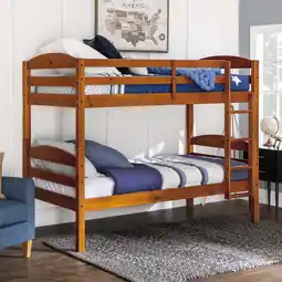 Walmart Walker Edison Transitional Wood Twin-Over-Twin Bunk Bed Frame, Cherry offer