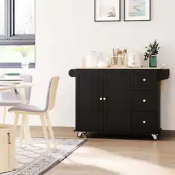 Walmart HOMCOM 50.75 Mobile Kitchen Island Storage Trolley Cart with Dropleaf Top, Black offer