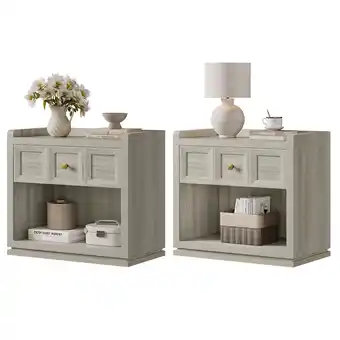 Walmart SICOTAS 26 Night Stand Set of 2 ,Nightstands with Drawer, Tall Bedside Table with Storage offer