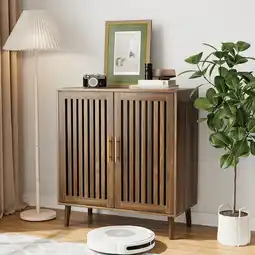 Walmart Algherohein Modern Sideboard and Buffets Cabinet,Entryway Cabinet with 2 Grille Striped Door offer