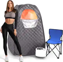 Walmart Huanherad Portable Steam Sauna, 2.6L 1000W, 90 Minute Timer, Chair, Remote Control, 33 x 33 x 51 offer