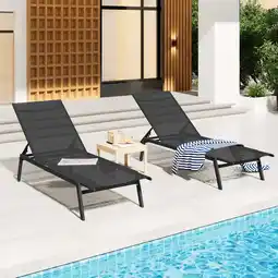 Walmart AECOJOY 2 PCS Patio Adjustable Lounge Chair Recliner with Wheels - Black offer