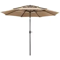 Walmart Topeakmart 10ft 3 Tier Patio Umbrella Outdoor Vented Table Umbrella with 8 Sturdy Ribs, Tan offer