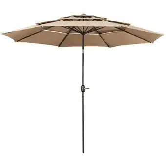 Walmart Topeakmart 10ft 3 Tier Patio Umbrella Outdoor Vented Table Umbrella with 8 Sturdy Ribs, Tan offer