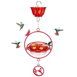 Walmart Kingsyard Wind Chimes Hummingbird Feeder, Nectar Bird Feeder with Ant Moat & Metal Base, Red offer