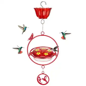 Walmart Kingsyard Wind Chimes Hummingbird Feeder, Nectar Bird Feeder with Ant Moat & Metal Base, Red offer