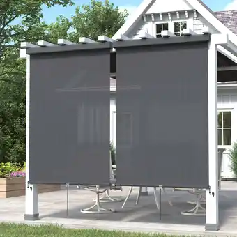 Walmart Vicllax Outdoor Patio Blinds Sun Shades Spring Roller Shade with Valance for Patio, Gray, 5'Wx8'H offer