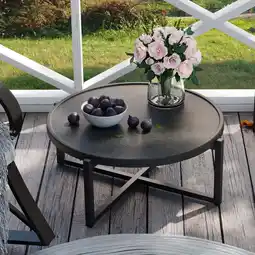 Walmart COSIEST Outdoor Patio 31.5 W x 12 H Dark Grey Round Metal Coffee Table Stand offer