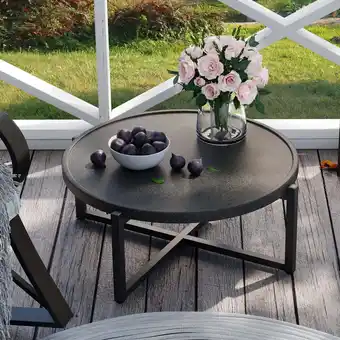 Walmart COSIEST Outdoor Patio 31.5 W x 12 H Dark Grey Round Metal Coffee Table Stand offer