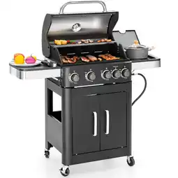 Walmart Alpha Joy 4-Burner Propane Gas Grill and Griddle Combo with Side Burner in Black offer