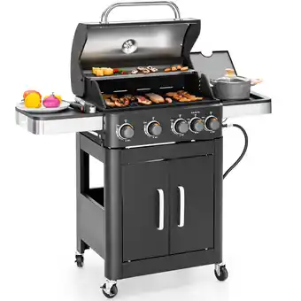 Walmart Alpha Joy 4-Burner Propane Gas Grill and Griddle Combo with Side Burner in Black offer