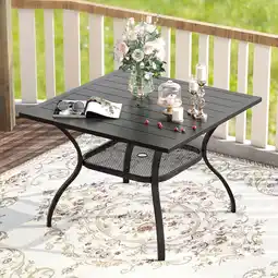 Walmart Vicllax 38 Square Outdoor Patio Dining Table for 4 Metal Modern Style for Garden Lawn Deck (Black) offer