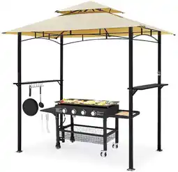 Walmart AECOJOY 8' x 5' Outdoor Grill Gazebo with Vented Top, Double Tier BBQ Canopy Gazebo-Beige, 5 inch offer