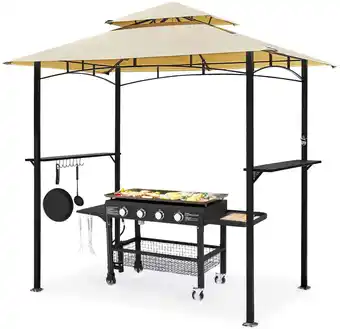 Walmart AECOJOY 8' x 5' Outdoor Grill Gazebo with Vented Top, Double Tier BBQ Canopy Gazebo-Beige, 5 inch offer