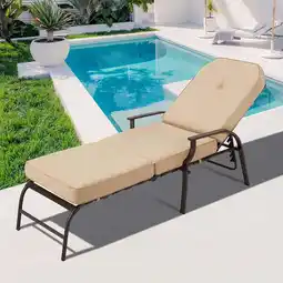 Walmart AECOJOY Adjustable Outdoor Chaise Lounge Chair for Patio, Poolside with UV-Resistant Cushion - Beige offer