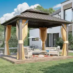 Walmart Hommow 10' X 12' Hardtop Gazebo Aluminum Frame Gazebo with Galvanized Steel Double Roof offer