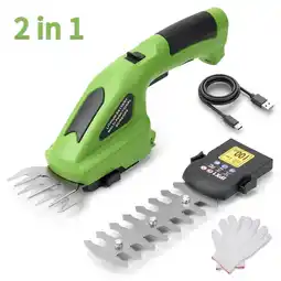 Walmart Gasky 7.2V Cordless Grass Shears, 2 in 1 Electric Mini Hedge Trimmer Cordless,Green offer