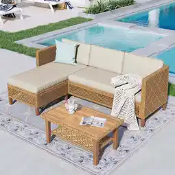 Walmart Sophia & William 4-Seat Wicker Patio Furniture Sets Boho Style Outdoor Conversation Sofa Set, Beige offer