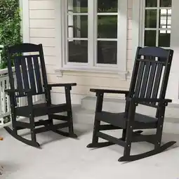 Walmart Patio Slat Rocking Chair Set of 2, HDPE Plastic Weather Resistant Porch Rocker,Black offer