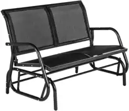 Walmart YODOLLA 2-Person Outdoor Glider Bench Rocker Patio Swing Loveseat for Porch - Black offer