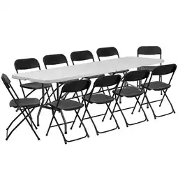 Walmart Ktaxon 6ft White Folding Table and 10 Pack Folding Chairs Black, Plastic Table and Chair Set offer
