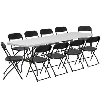 Walmart Ktaxon 6ft White Folding Table and 10 Pack Folding Chairs Black, Plastic Table and Chair Set offer