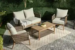 Walmart AE Outdoor Brookside 4-Piece Wicker Steel Outdoor Conversation Set w/ Gray Cushions Patio Furniture offer