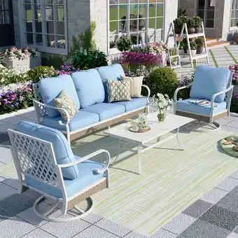 Walmart MF Studio 5-Seater Metal Patio Conversation Set Outdoor Furniture with Swivel Chair Sofa Blue offer