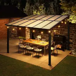 Walmart Sunmthink Outdoor Hardtop Gazebo for Patio 10' x 12', Wall-Mounted Lean to Gazebo Pergola with Roof offer
