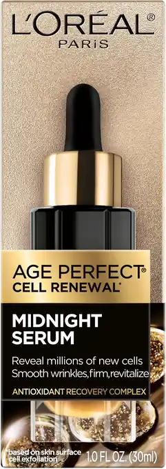 Walmart L'Oreal Paris Age Perfect Cell Renewal Midnight Serum, Anti-Aging Complex, 1 fl oz offer