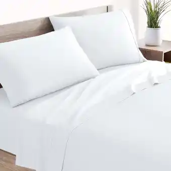 Walmart Mellanni 4 Piece 100% Cotton Bed Sheet Set, 400 Thread Count, Deep Pocket, King - White offer