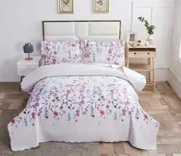 Walmart Jessy Home Floral Quilts Queen/Full Purple Lilac Flower Bedding Microfiber Bedspread Set offer