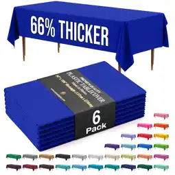 Walmart Exquisite 6 Pack Premium Rectangular Plastic Tablecloth Cover 54 x 108 - Dark Blue offer