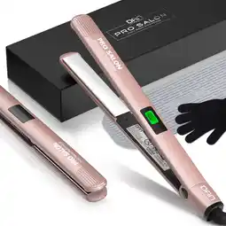 Walmart DAN Long Barrel 1 Inch Professional Aluminum Ionic Flat Iron Hair Straightener, Pink offer