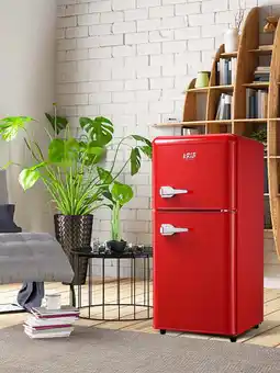 Walmart GGTB Retro Mini Refrigerator, 3.2 Cu.ft, Two Door, Freezer, Red offer