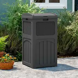 Walmart Patiowell 36 Gallon Hideaway Can Resin Outdoor Trash with Latch for Backyard, Deck, or Patio,Black offer
