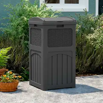 Walmart Patiowell 36 Gallon Hideaway Can Resin Outdoor Trash with Latch for Backyard, Deck, or Patio,Black offer