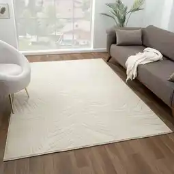 Walmart Luxe Weavers Palm Leaf Cream 6x9 Area Rug, Neutral Carpet offer