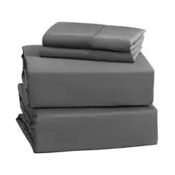 Walmart IR Imperial Rooms Bedding Bed Sheet Set 1800 Soft Microfiber 2 Pillowcases Queen Gray 4 Piece offer