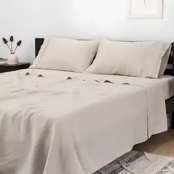 Walmart Mellanni 100% Flax Linen 4-Piece 135 GSM Natural Linen Sheet Set, Queen - Deep Pocket offer