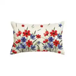 Walmart Sm:)e Floral 4th of July Patriotic Throw Pillow Cover Outdoor 12 x 20 Inch offer